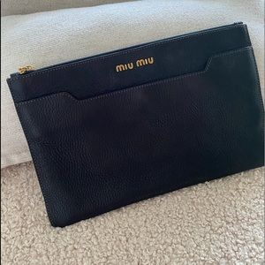 Miu Miu Black Leather Clutch Bag